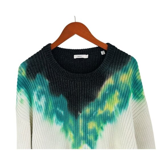 A.L.C. Elinor Tie-Dye Sweater Knit Cropped Crewneck Size Large - Picture 3 of 11